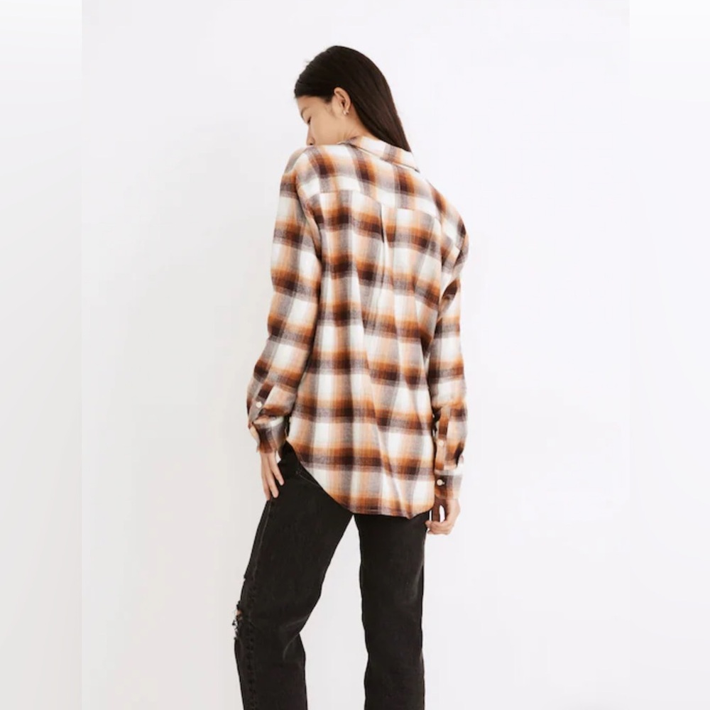 Madewell Flannel Oversized Ex-Boyfriend Button Down Shirt in Bickett Plaid Sz S - Picture 2 of 15